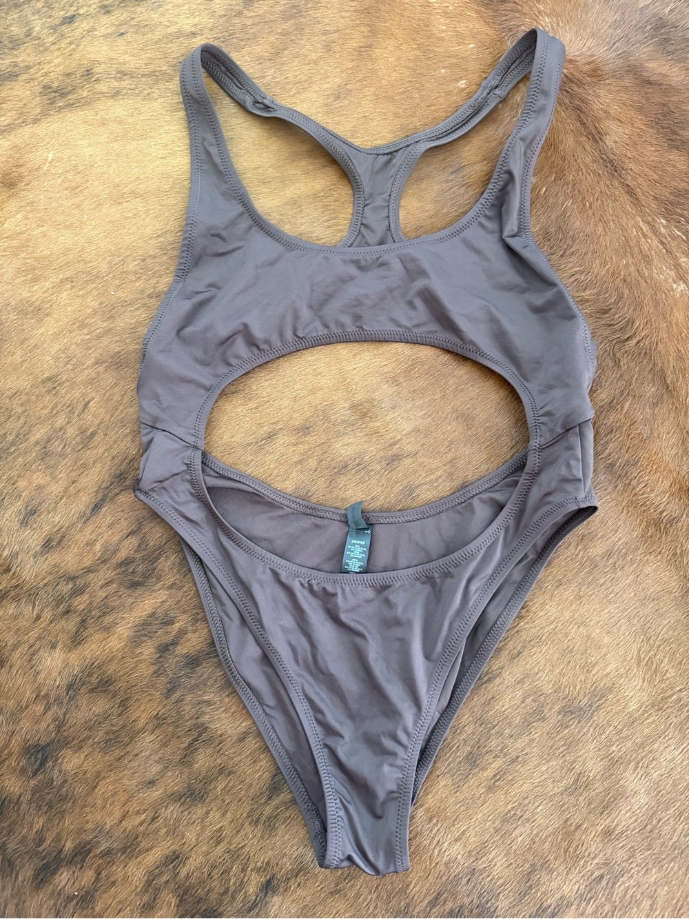 SKIMS Cutout One-Piece Swimsuit in Taupe Gray